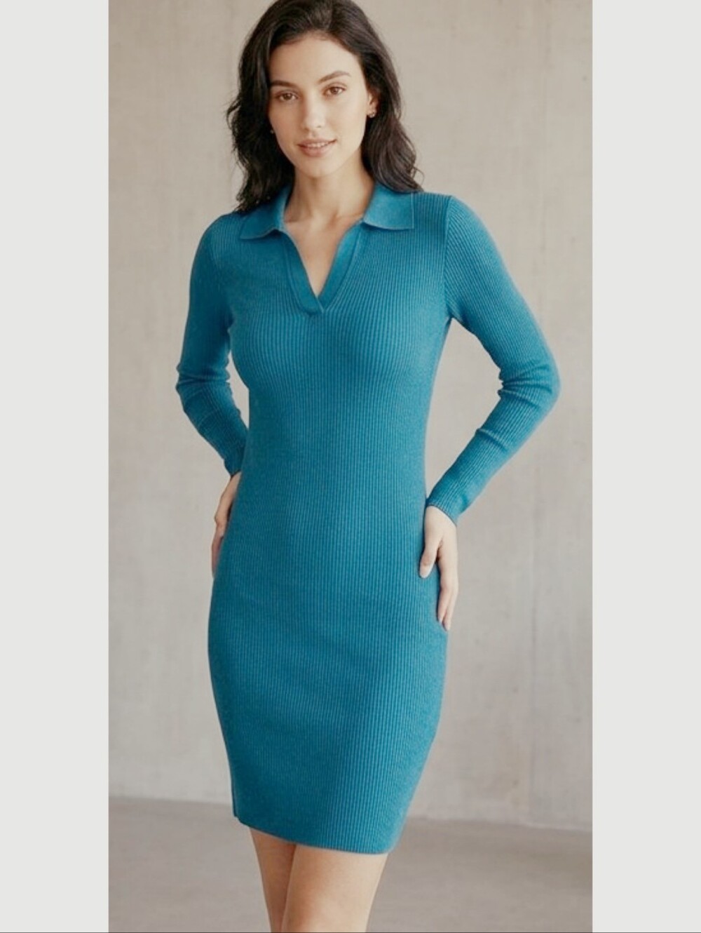 Polo Bodycon Dress Teal Size M